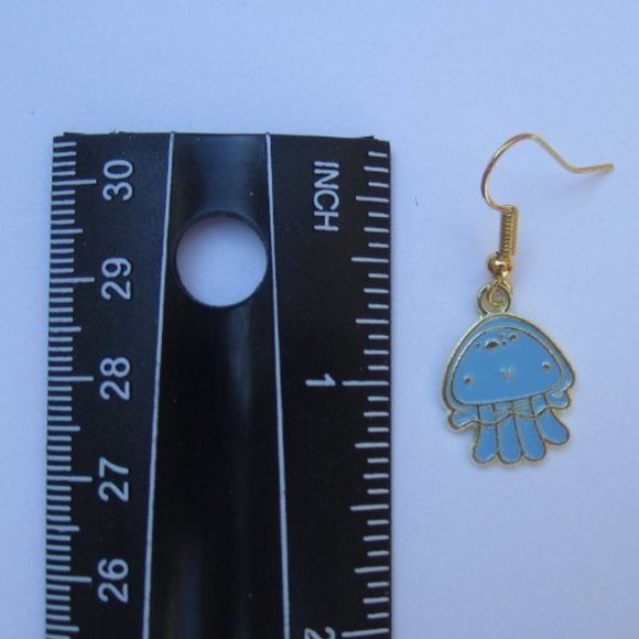 Light Blue Jellyfish Earrings - Picture 3 of 3